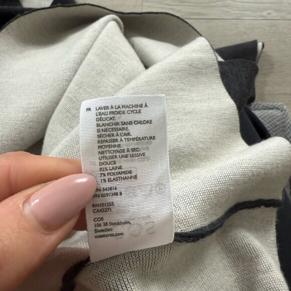 COS Wool Fit & Flare Gray Tunic 3/4 Sleeve Sweater - Picture 5 of 7